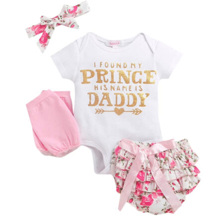 Hopscotch Baby Girls Cotton and Polyester Text Print Onesie And Skirt Set with Headband in White Color